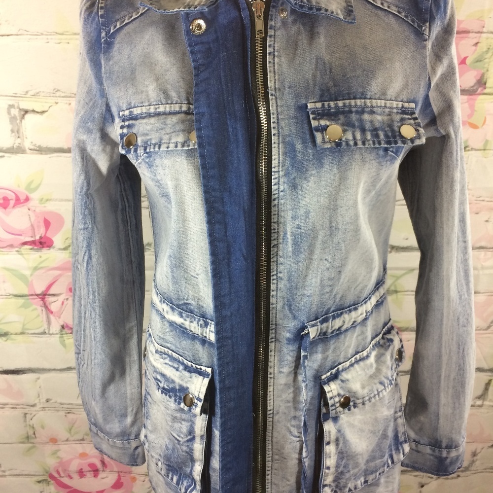 Shasa Acid Wash Denim Jacket Size Medium Lagenlook - Picture 3 of 8